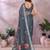 Grey printed art silk designer pallu saree