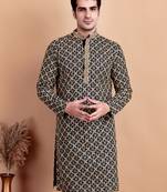 Navy blue chikankari cotton embroidery men kurta