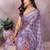Light lavender printed art silk designer pallu saree