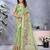 Light parrot green printed art silk designer pallu saree