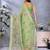 Light parrot green printed art silk designer pallu saree