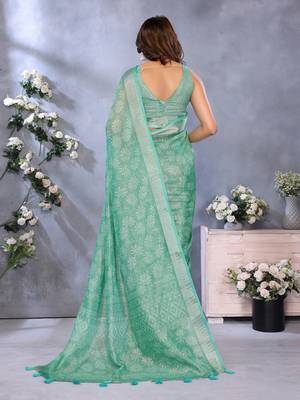 Light sky blue printed art silk designer pallu saree 3