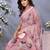 Baby pink printed art silk designer pallu saree