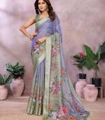 Light purple printed art silk designer pallu saree