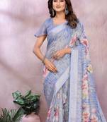 Light purple printed art silk designer pallu saree