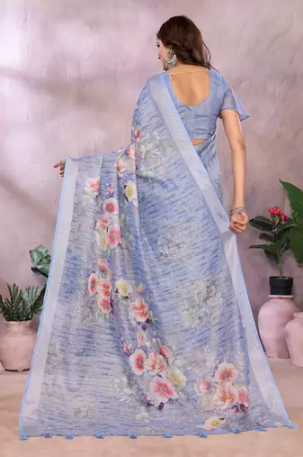 Light purple printed art silk designer pallu saree