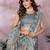 Light grey printed art silk designer pallu saree