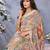 Cream printed art silk designer pallu saree