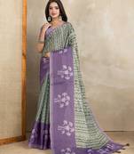 Green printed art silk designer pallu saree