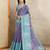 Purple printed art silk designer pallu saree