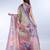 Multicolor printed art silk designer pallu saree