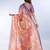 Peach printed art silk designer pallu saree