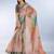 Light peach printed art silk designer pallu saree