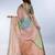 Light peach printed art silk designer pallu saree