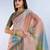 Light peach printed art silk designer pallu saree