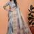 Grey printed art silk designer pallu saree