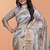 Grey printed art silk designer pallu saree