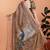 Brown printed art silk designer pallu saree