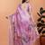 Baby pink printed art silk designer pallu saree