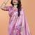 Baby pink printed art silk designer pallu saree