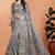 Grey printed art silk designer pallu saree