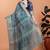 Teal printed art silk designer pallu saree