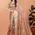 Cream printed art silk designer pallu saree