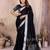 Black color linen cotton silver zari border saree with un-stitched blouse