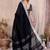 Black color linen cotton silver zari border saree with un-stitched blouse