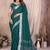 Green color linen cotton silver zari border saree with un-stitched blouse