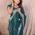 Green color linen cotton silver zari border saree with un-stitched blouse