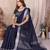 Navy blue color linen cotton silver zari border saree with un-stitched blouse