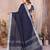 Navy blue color linen cotton silver zari border saree with un-stitched blouse