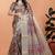 Brown printed art silk designer pallu saree