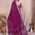 Purple color linen cotton silver zari border saree with un-stitched blouse
