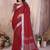 Red color linen cotton silver zari border saree with un-stitched blouse