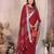 Red color linen cotton silver zari border saree with un-stitched blouse