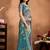 Teal printed art silk designer pallu saree