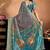 Teal printed art silk designer pallu saree