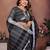 Black color linen cotton silver zari border & weaving saree with un-stitched blouse