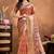 Peach printed art silk designer pallu saree