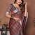 Brown color linen cotton silver zari border & weaving saree with un-stitched blouse
