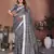 Grey color linen cotton silver zari border & weaving saree with un-stitched blouse