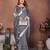Grey color linen cotton silver zari border & weaving saree with un-stitched blouse