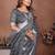 Grey color linen cotton silver zari border & weaving saree with un-stitched blouse