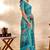 Teal printed art silk designer pallu saree