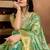 Green printed art silk designer pallu saree