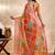 Orange printed art silk designer pallu saree