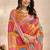 Orange printed art silk designer pallu saree