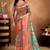 Orange printed art silk designer pallu saree